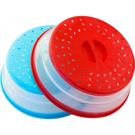 Lot de 2 protections anti-éclaboussures pliables pour micro-ondes, passoire, gadget de cuisine pour nourriture, 26,7 cm, TPR sans BPA, passe au lave-vaisselle (1/5)