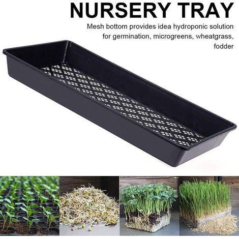 Bac à semis plastique réutilisable 54x27cm Noir 2 pièces pour fleurs, herbes et légumes Drainage optimisé et conception résistante (1/5)