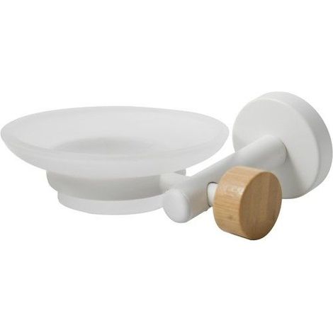 Porte savon à fixer Acier & Bambou IANA Transparent & blanc MSV (1/5)