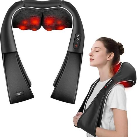 ALLJOY Masseur Cervical, Massage Dos et Cou Épaules avec Chauffage,3D-rotation Vitesse Réglable, Cadeaux pour Meres Papa Femme Homme (1/5)