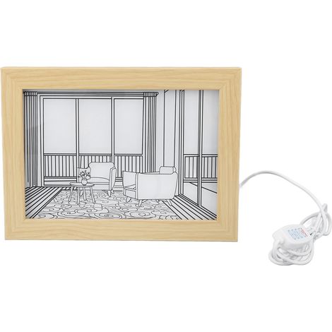 [Tableau lumineux LED] Cadre bois, acrylic, 3 modes lumière (blanc, doux, neutre), 9.1x6.7x1.2 inch, pour salon, décor mural anime moderne.