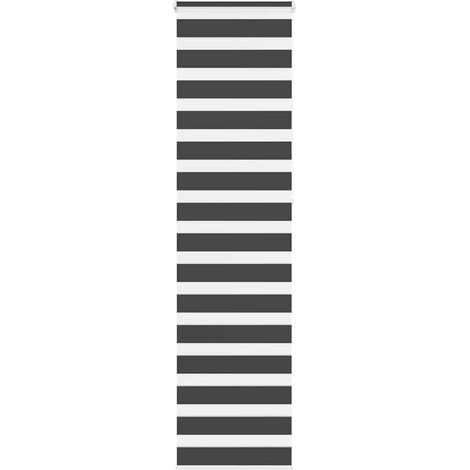 Store enrouleur zébré jour nuit polyester noir 65 x 230 cm sans perçage - PANGIVO (1/5)