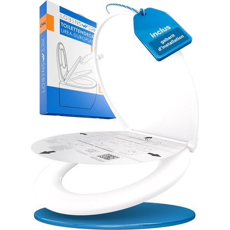 Abattant WC avec frein de chute [Montage facile] duroplast antibactérien UV résistant  Lunette de toilette clipsable universelle  Cuvette toilette ovale incl. gabarit d’installation (1/5)