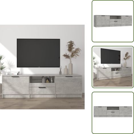 Meuble TV gris béton 140x35x40 cm bois d'ingénierie - Meuble Tv - Meuble Téléviseur - Support Tv - Unité Tv - Design Moderne (1/5)