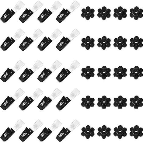 Lot de 20 butées pour drapeaux de jardin, clips pour supports de drapeaux extérieurs, noir (1/5)