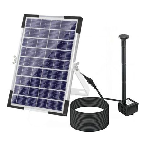 Pompe de fontaine solaire 5 W avec grand panneau solaire 3 buses Hauteur d'eau max. 75 cm pour abreuvoir à oiseaux, aquarium, petit étang, décoration de jardin (1/5)