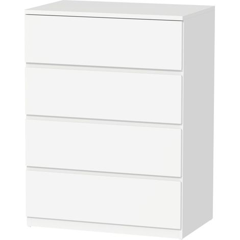 Minimalistische Kommode mit 4 Schubladen, weiß, 60 x 40 x 80 cm, grifflos