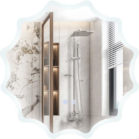 Espejo de pared redondo 60x60 cm antivaho con intensidad regulable diseño elegante en cristal plata 200020023