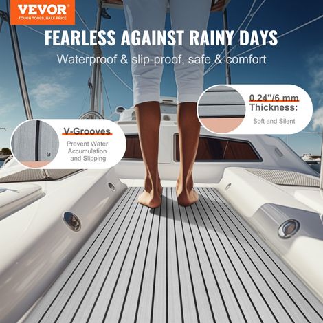 Revêtement de sol pour bateau en mousse EVA 2400 x 1160 x 6 mm, plancher de revêtement de sol autocollant antidérapant, 27 840 cm²,… (1/5)