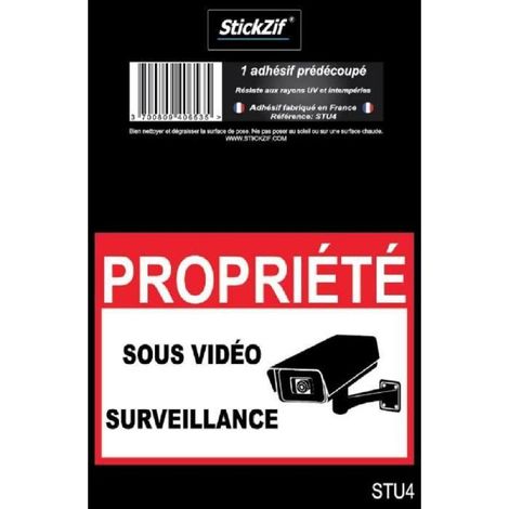 PROPRIETE SOUS VIDEO SURVEILLANCE Adhesif pre-decoupe - Dimension 9 x 6.5 cm - Resistant UV