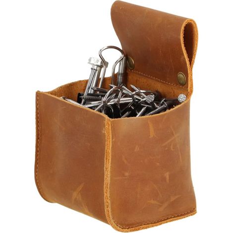 Etui en Cuir pour Ceinture - Marron - 8,7 x 9,2 x H 14,3 cm - Livraison gratuite