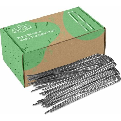 Pointe De Fixation Pour Paillage - Acier Galvanisé - 15 cm - Pour Bâche Tente Filet Clôture - Lot De 100 (1/3)
