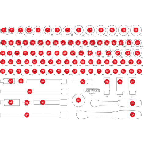 KS TOOLS bandeja de espuma vacía para 811.0101 - 811.0101-97