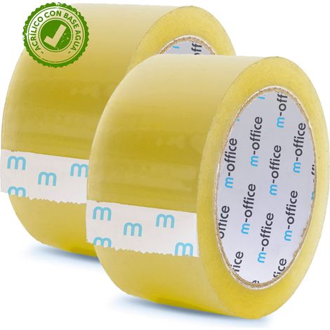 m-office Cinta Adhesiva Transparente, Cinta de Embalar Adhesiva para Embalaje de Cajas, Envíos, Mudanzas y Manualidades, Precinto Transparente Seguro y Resistente (36mmx66m, x2) (1/4)