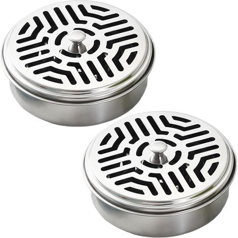 Lot de 2 support de bobine de moustique, en acier inoxydable, support mobile pour bobine de moustique, pour la maison, le camping et les voyages (1/5)