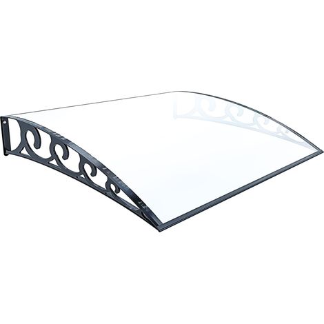 Pensilina Per Copertura In Policarbonato Alveolare Tettoia Modulabile Per Esterno Per Porte Balcone Finestre Elegante E Resistente Trasparente - Misura: 100 x 150 cm