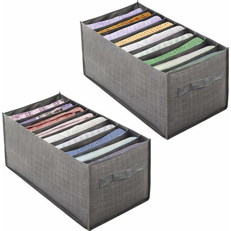 Boîte de Rangement pour Jeans,T-Audace 2 pièces Jeans Organisateur de Tiroir, Organisateur de Tiroir Pliable, Organisateur de Vêtements Lavables avec Compartiments pour Jeans, Leggings, T-shirts (1/5)