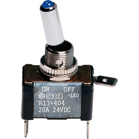 Interruttore a leva, in alluminio con spia a Led -  12/24V - Blu -   20A (1/3)