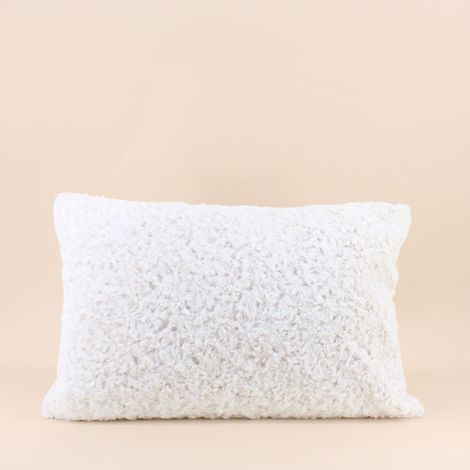Coussin fausse fourrure blanche 40x60cm (1/5)