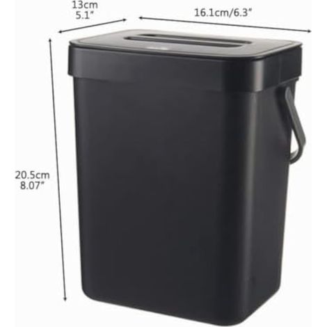 Seau à compost bio pour cuisine - Petit bac 3 l déchets de Avec couvercle Composteur salle bain/chambre coucher Intérieur, Noir élégant, 3L: 16.11320.5cm (1/4)