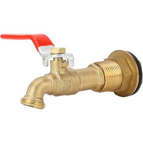 Regenfass-Anschlusshahn, 1/2 Zoll Vierteldreh-Kugelhahn, Regenfass-Wasserhahn mit Schottwandanschluss für Wassertanks