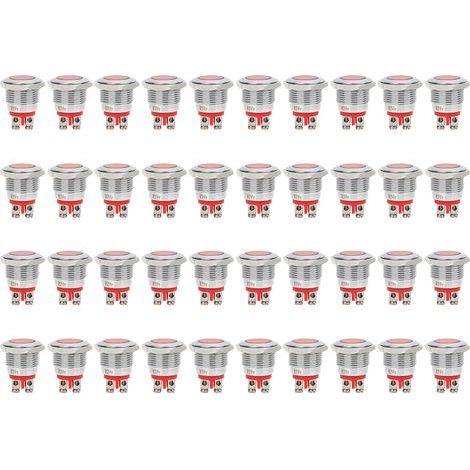 40 Stück IP68 wasserdichte BEM-16C LED-Warnleuchten, hochwertiges Metall, 16 mm (Rot 24 V) (1/5)