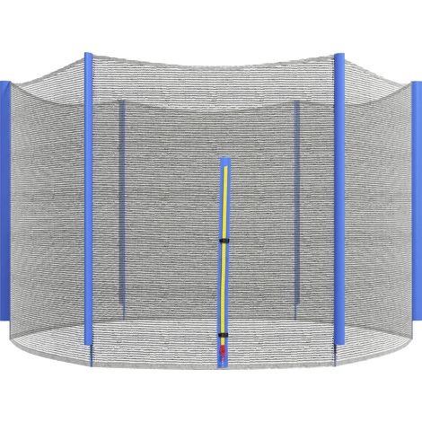 Filet de remplacement pour trampoline, filet de sécurité avec 1 porte zipée pour trampoline Ø 244 cm et 6 poteaux