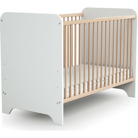 Lit bébé 60x120 AT4 Carrousel Blanc et hêtre (1/5)