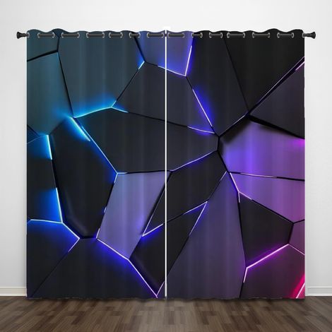Rideaux Occultants Gaming pour Chambres Ado Garçon, Imprimés 3D Lavable en Machine, Idéal pour Les Enfants, Les Gamers, dans Leurs Chambres Et Salons (75x166cm (2 Panneaux),Couleur 6) - 75L X 166H cm (1/5)
