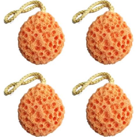 Esponja de baño de luffa, para baño, ducha, exfoliación corporal suave, para hombres y mujeres (naranja) (1/5)