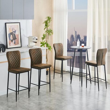 JYMTOM Set di 6 sgabelli da bar in sintetica pelle con sgabello da banco con sedile imbottito e struttura in metallo - progettato per ristorazione, cucina, bar, bistrot e ristorante (marrone) (1/5)