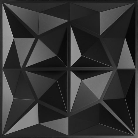 Pannello murale 3D da dipingere - confezione da 1,08 m² - lotto da 12 pezzi - 0,3x0,3 m - Nero (1/4)