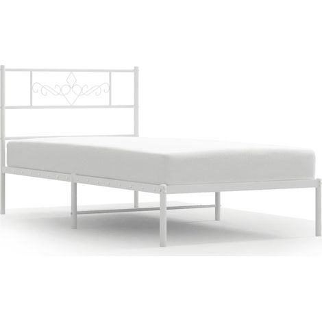 Maison Exclusive - Giroletto senza Materaso con Testiera Metallo Bianco 75x190 cm (1/5)