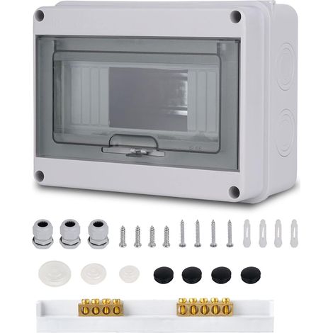 Coffret Electrique, Coffret Electrique Etanche Exterieur IP65, 8 Modules, Avec Terminaux, Rails Intégrés et Accessoires, Pour Une Utilisation à L'extérieur (1/5)