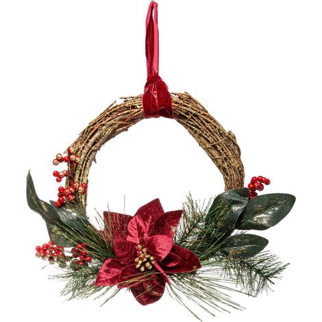 Adventskranz mit Weihnachtsstern, Ø 38 cm