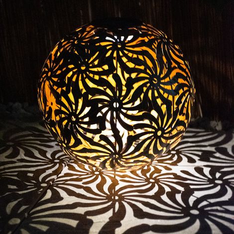Lampada solare a sfera con picchetto Lampada solare da incasso, oro antico, effetto luce, metallo, LED bianco caldo, PxH 26x37 cm