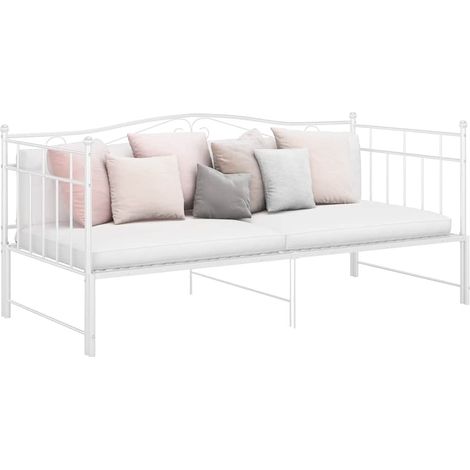 Cadre de canapé-lit extensible en métal blanc avec sommier à lattes 90 x 200 cm - PANGIVO (1/5)