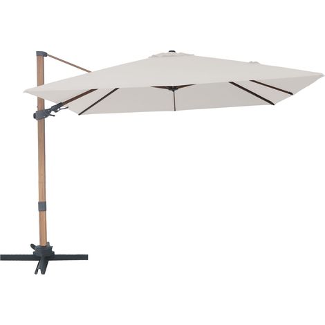 Axi Alina Parasol Déporté Carré 300 X 300 Cm, Aspect Bois/Beige Pour Le Jardin / Terrasse Avec Armature Thermolaquée Pied En Croix Et Housse De Protection Inclus Inclinable Et Pivotant À 360° (1/5)