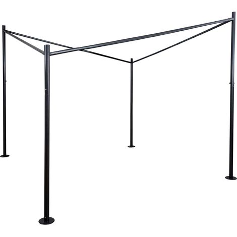 Pergola Gestell HHG-892, Garten Pavillon Terrassenüberdachung Gestänge, stabiles 6cm Stahl-Gestell