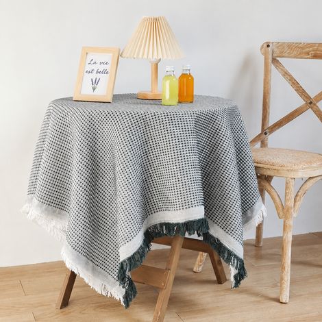 Nappe de Table Coton et Lin Tissage Uni Noir 90x90 Franges Incluses Décoration Table Basse 30 × 30 × 30 cm 1 kg – Livraison gratuite