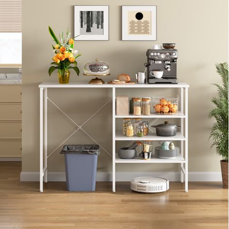 Meuble de rangement modulable 120 x 40 x 85,5 cm avec étagères, métal et MDF blanc HAVRYA (1/5)