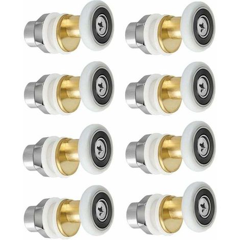 YMYNY Roulette Porte Douche, Roulettes de Porte Coulissante Cabine de Douche Porte Poulies Roue de Rechange pour Rouleau avec Diamètre de Roues 27mm, 8 Pièces (1/4)