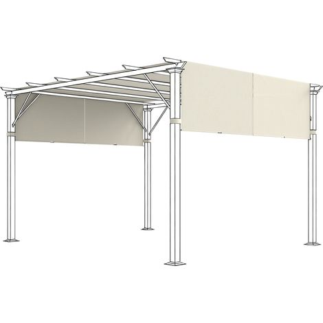 Toit pergola 3x3 m blanc crème protection UV solaire