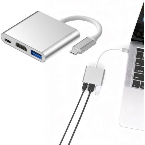 Adaptateur USB-C vers HDMI, adaptateur pour Mac HDMI, adaptateur USB-C multiport avec sortie HDMI 4K pour MacBook Pro, Google Chromebook, HP et Samsung S9+