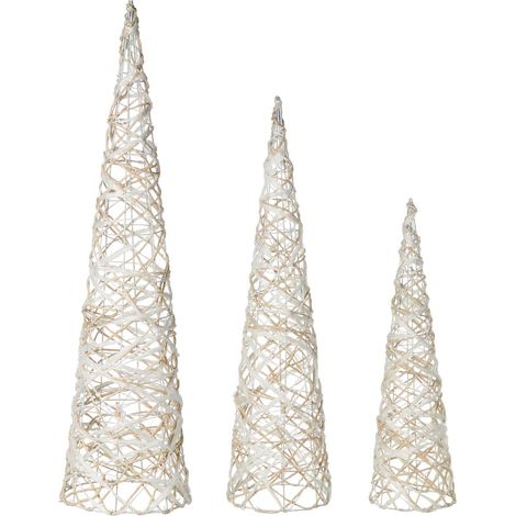 Weihnachtsdekoration 3er Set TUELSO Weihnachtsbaum 60/80/100 cm Weiß / Gold