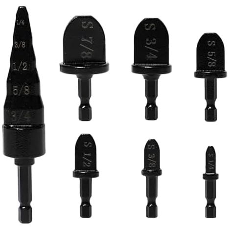 7 Pièces Extenseur de Tubes en Cuivre Outil Sertissage Jeu Forets 5 1 Fraises D'Évasement Tuyau pour Outils Réparation Climatisation - (1/5)