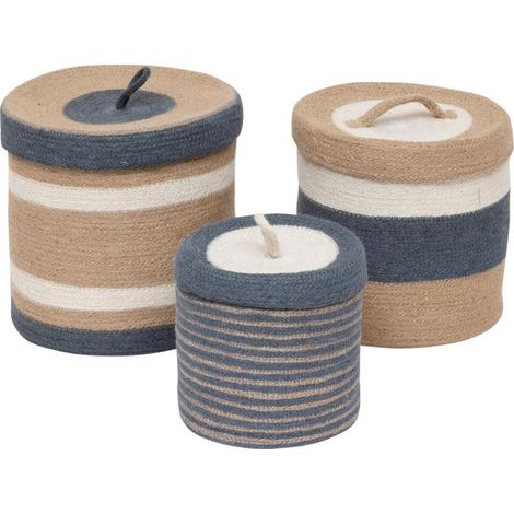 Lot de 3 Paniers en Jute "Océane" 27cm Multicolore