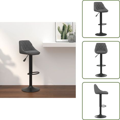 Barhocker Dunkelgrau Samt - Samtsitzsack - Barhocker - Drehbares Stuhl - Höhenverstellbar - Bartisch Stühle (1/5)