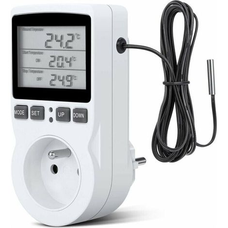 Prise Thermostat, Prise Minuteur Digital, Prise Programmable Digitale avec Sonde, Minuterie Numérique Programmable, Prise Thermostat chauffage pour Serre, Aquarium, (1/5)
