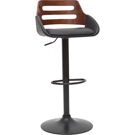 Sgabello da bar regolabile design nero e noce PERNIK